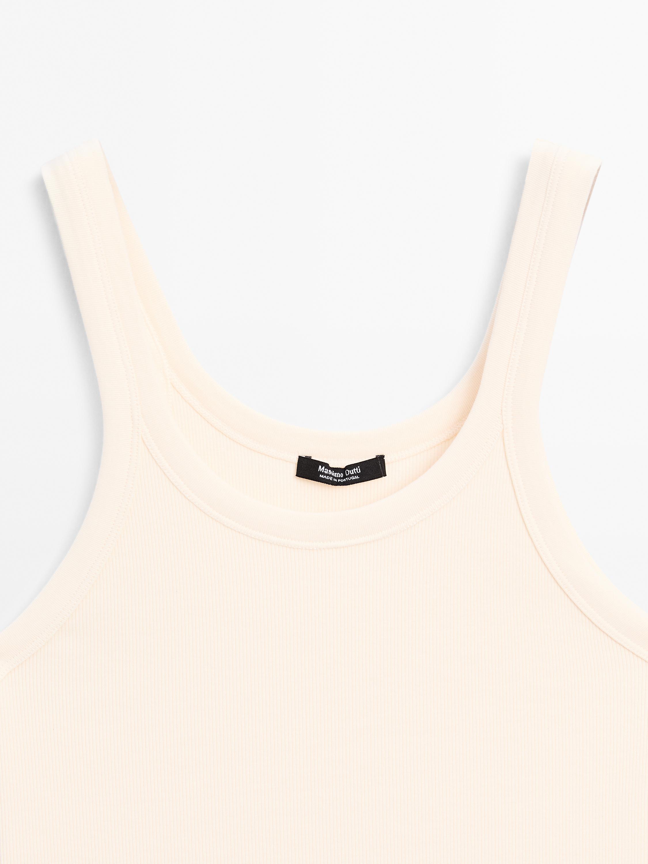 Top à col rond en coton mélangé